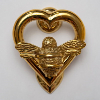 Brass bee Brass Bumble Bee Heart Door KnockerBrass Finish from B&Q