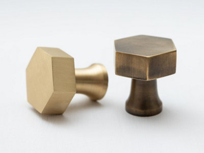 Brass bee Brass Hexagonal KnobLight Antique Brass from B&Q