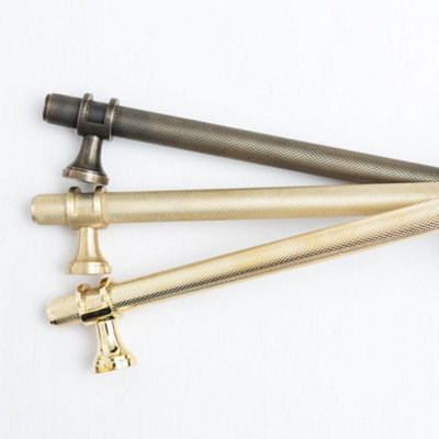 Brass bee Solid Brass Knurled Kitchen Pull Handles & Knobs Satin Brass Handle 200mm from B&Q