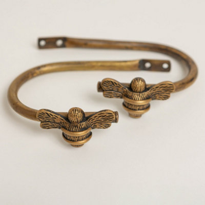Brass bee Bee Curtain HoldbacksHeritage Finish from B&Q