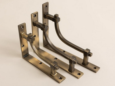 Brass bee Antique Brass Vintage Industrial Style Solid Brass Shelf Brackets 183mm X 138mmMedium from B&Q