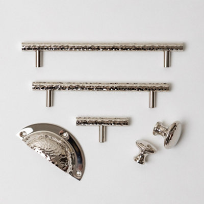 Brass bee Solid Brass Nickel Hammered Cabinet Pull Handles & KnobsPolished Nickel Finish Hammered Drawer Knob 30mm from B&Q