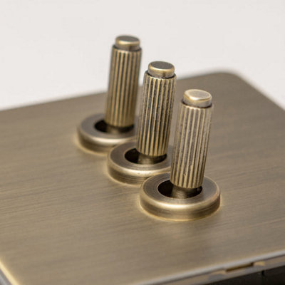 Brass Bee Antique Brass 3 Gang 2 Way Toggle Switch