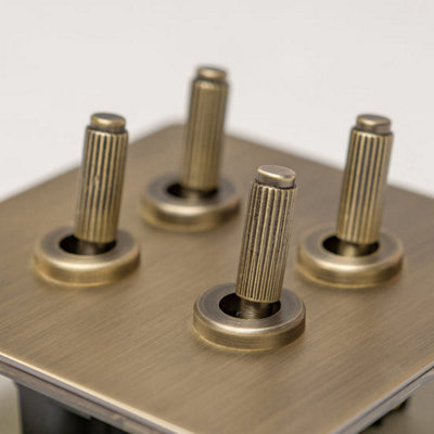 Brass Bee Antique Brass 4 Gang 2 Way Toggle Switch