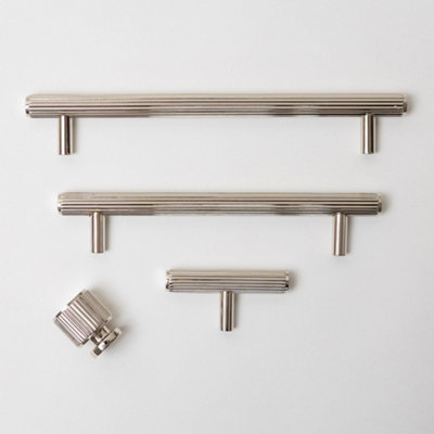 Brass bee Solid Brass Straight Knurled Kitchen Pull Handles & KnobsPolished Nickel Finish Appliance Pull 358mm from B&Q