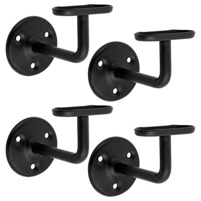 B&Q -  Handrail Bannister Support Stair Rail Bracket Black63mmPack Of 4