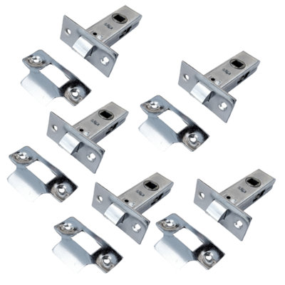 B&Q -  Mortice Tubular Door Latch 63mm Internal Door Catch Handle Nickle PlatePack Of 5