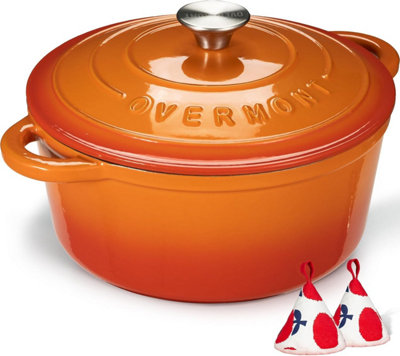 Overmont Enameled Cast Iron Casserole DishNon-Stick Dutch Oven With LidDiameter 26 Cm Round Cocotte For Suitable Hobs And from B&Q