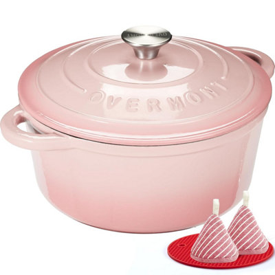 Overmont Enameled Cast Iron SaucepanNon-Stick Dutch Oven With LidDiameter 24 Cm Round Cocotte For Suitable Hobs And from B&Q
