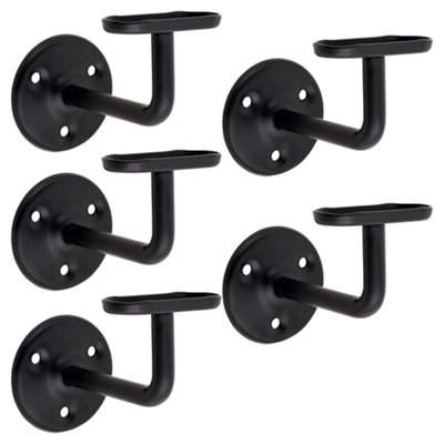 B&Q -  Handrail Bannister Support Stair Rail Bracket Black63mmPack Of 5
