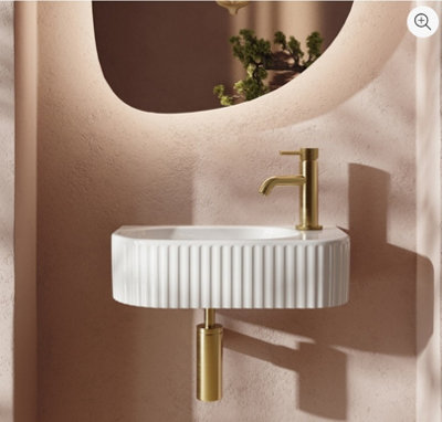 Corso Bathrooms Fluted Cloakroom Basin Bathroom 410X215X110 Life Time Guarantee from B&Q