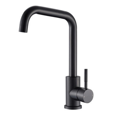 Reginox Salina Mb Matt Black Single Lever Square Neck Kitchen Mixer Tap from B&Q