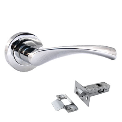 Betley Butterfly Astrid Door Handles Latch Twist Lever On RoseChrome Latch 120mm50mm from B&Q