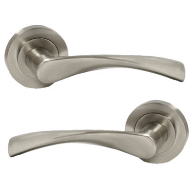 Betley Butterfly MultiPack Astrid Door Handles Latch Twist Lever On RoseSatin 120mmAluminiumEach from B&Q
