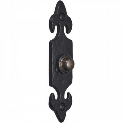 Betley Butterfly Door Bell Push Black Cast Iron 120mm X 30mm Fleur De Lys Country Cottage Front Ring BellStainless SteelAntique Black from B&Q