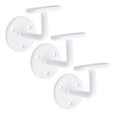 B&Q -  Handrail Bannister Support Stair Rail Bracket White63mmPack Of 3