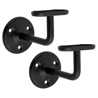 B&Q -  Handrail Bannister Support Stair Rail Bracket Black63mmPack Of 2