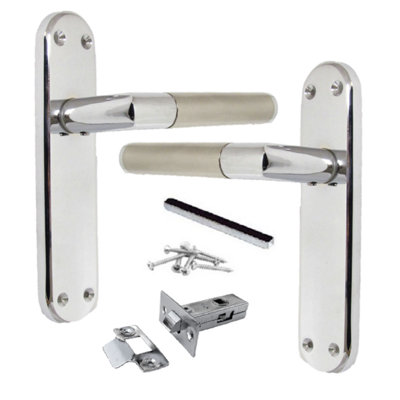 Betley Butterfly Door Handles Mitred Straight Lever Latch Pack DuoChrome Satin 180mmSatin Chrome2.5" Lock