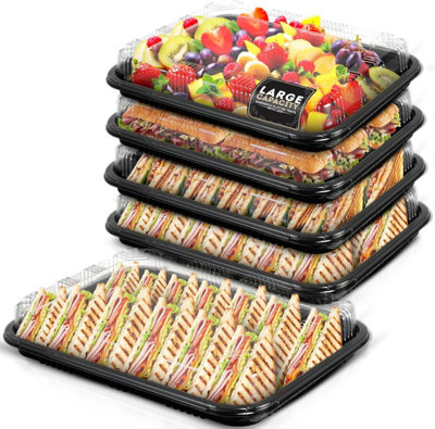 La Donna Unisex Clear 5 Pack Sandwich Platter Trays With Lids - Washable With Sticker Labels In - Image 2