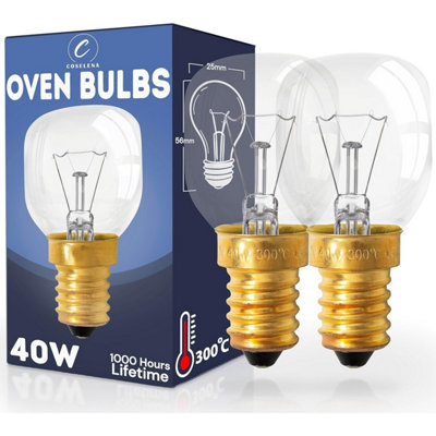 Tanness White/Light 40W Pygmy Oven Bulb - Pack Of 2 Ses E14 Edison Screw - Warm Incandescent Oven Bulb Small