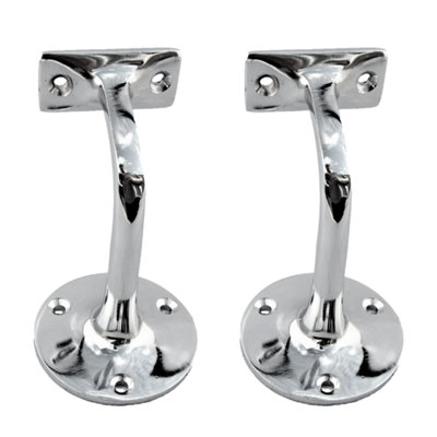 B&Q -  Handrail Bracket Bannister Stair Rail Support Chrome76mmPack Of 2