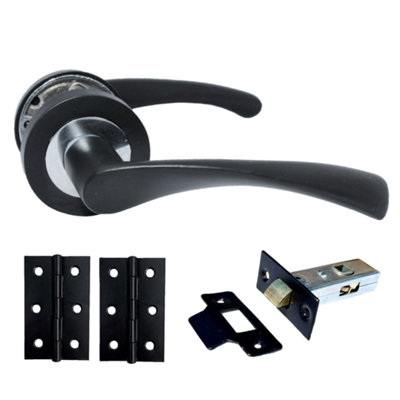 Betley Butterfly Astrid Door Handles Latch Twist Lever On Rose DuoMatt Black Chrome Latch Hinges 120mm50mm from B&Q
