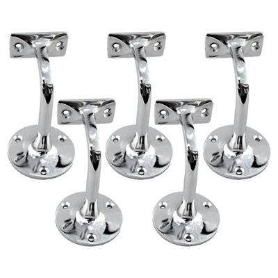 B&Q -  Handrail Bracket Bannister Stair Rail Support Chrome76mmPack Of 5