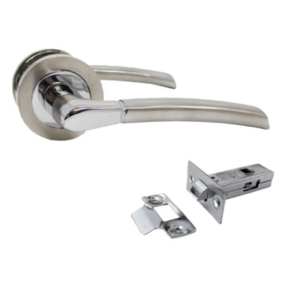 Betley Butterfly Indiana Door Handles Lever On Rose DuoChrome Satin Latch Pack 125mmSatin Nickel50mm