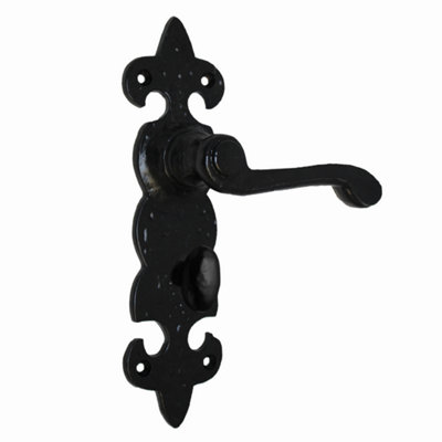Betley Butterfly Antique Fleur De Lys Black Door Handle LatchLock Or Bathroom HandlesCast Iron