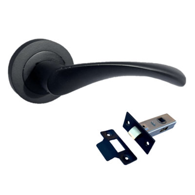 Betley Butterfly Astrid Door Handles Latch Twist Lever On RoseMatt Black Latch 120mm50mm from B&Q