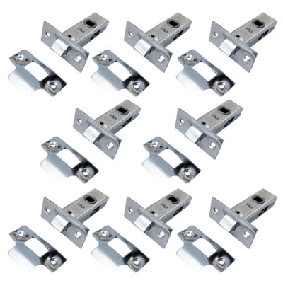 B&Q -  Mortice Tubular Door Latch 63mm Internal Door Catch Handle Nickle PlatePack Of 8
