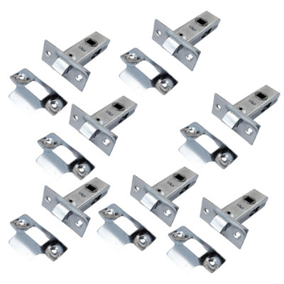 B&Q -  Mortice Tubular Door Latch 63mm Internal Door Catch Handle Nickle PlatePack Of 7