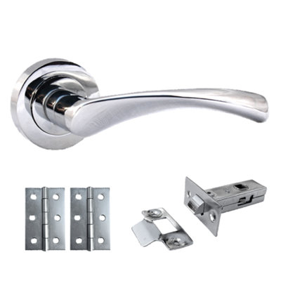 Betley Butterfly Astrid Door Handles Latch Twist Lever On RoseChrome Latch Hinges 120mm50mm from B&Q