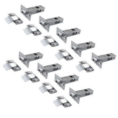B&Q -  Mortice Tubular Door Latch 63mm Internal Door Catch Handle Nickle PlatePack Of 9