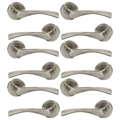 Betley Butterfly MultiPack Astrid Door Handles Latch Twist Lever On RoseSatin 120mmAluminiumPack Of 6 from B&Q