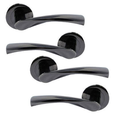 Betley Butterfly MultiPack Astrid Door Handles Latch Twist Lever On RoseBlack Nickel 120mmAluminiumPack Of 2 from B&Q