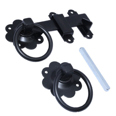 Betley Butterfly Ring Gate Latch Black 6" 150mm Plain Ring Garden Gate Catch from B&Q