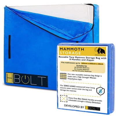 Mammoth Double Mattress Bag For Moving & StoringWaterproof & Robust Protection Shields Against DustStainsAnd Pests from B&Q