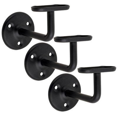 B&Q -  Handrail Bannister Support Stair Rail Bracket Black63mmPack Of 3