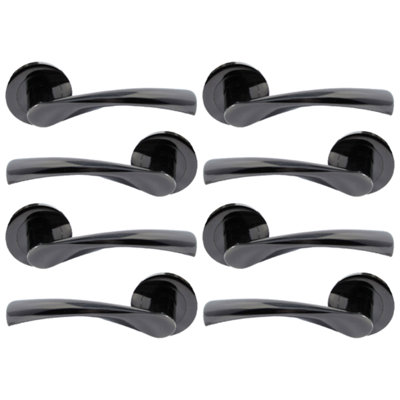 Betley Butterfly MultiPack Astrid Door Handles Latch Twist Lever On RoseBlack Nickel 120mmAluminiumPack Of 4 from B&Q