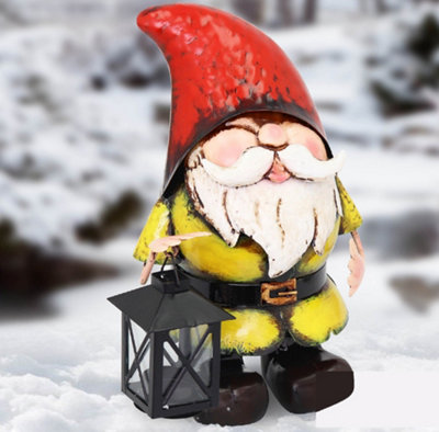 B&Q -  Metal Garden Gnome StatueWheelbarrowLantern Or SignWith Lantern