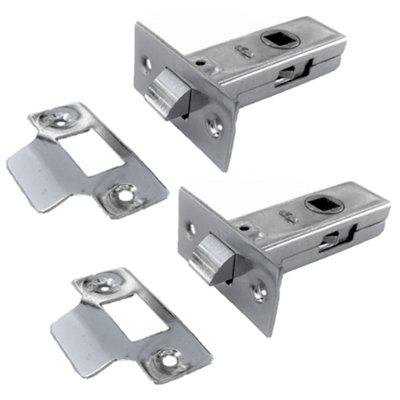 B&Q -  Mortice Tubular Door Latch 63mm Internal Door Catch Handle Nickle PlatePack Of 2
