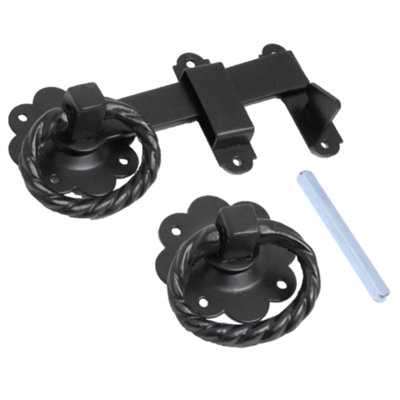 Betley Butterfly Ring Gate Latch Black 6" 150mm Twisted Ring Garden Gate Catch from B&Q