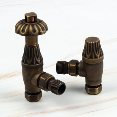 B&Q -  Westminster Thermostatic Radiator Valves Antique Brass (Pair)