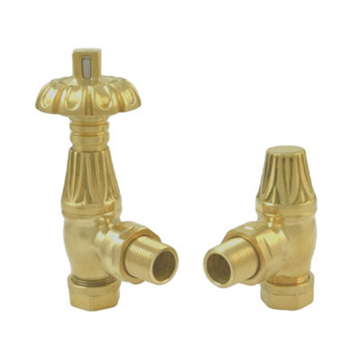 B&Q -  Westminster Thermostatic Radiator Valves Brushed Brass (Pair)