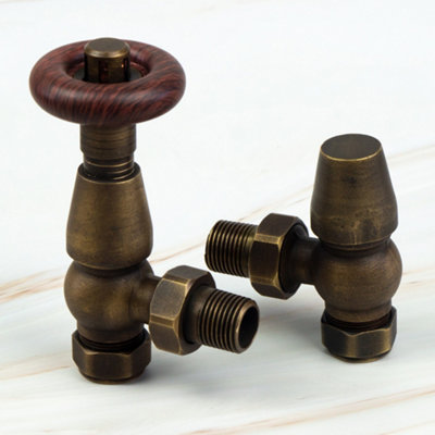 B&Q -  Chelsea Thermostatic Radiator Valves Antique Brass (Pair)