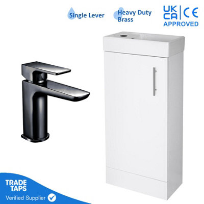 GravaHaus 400mm Freestanding Bathroom Vanity Unit With Basin & Black Tap from B&Q