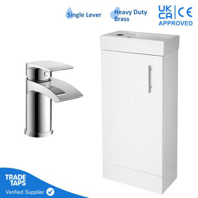 GravaHaus 400mm Freestanding Bathroom Vanity Unit With BasinChrome Round Tap & Waste from B&Q