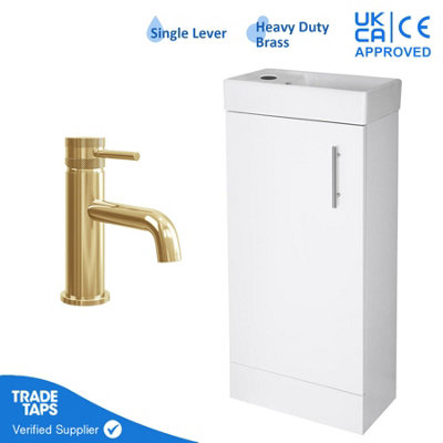 GravaHaus 400mm Freestanding Bathroom Vanity Unit With Basin & Brass Tap from B&Q
