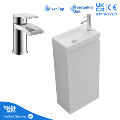 GravaHaus 400mm Freestanding Bathroom Vanity Unit With Basin Chrome Round Tap & Waste from B&Q